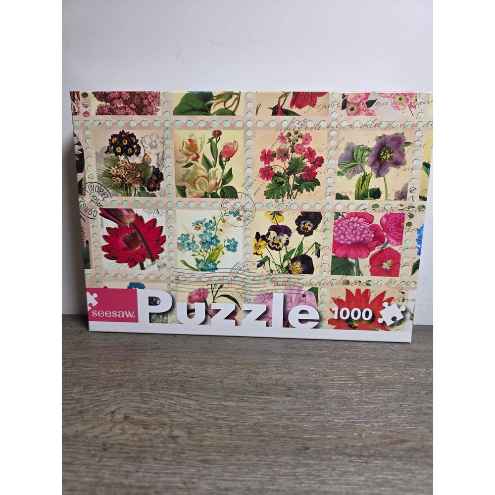 Flower Stamp Collection - 1000 Piece Jigsaw Puzzle by Seesaw